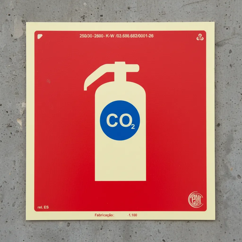 placa extintor CO2 fotoluminescente Kit 10 Placas Extintor CO2 Fotoluminescente 15x15 cm em imagem principal Visual Sete - imagem 4