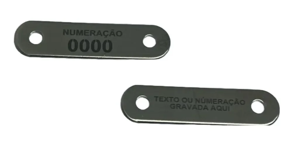 100 Etiquetas Patrimoniais em Inox Gravadas 5x1 cm