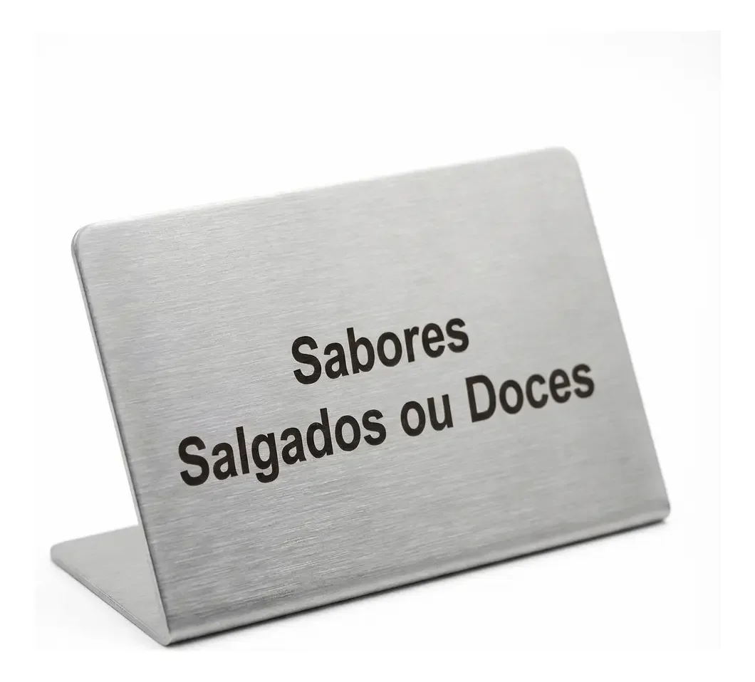 Kit 30 Placas de Inox para Vitrine Personalizadas 4x1,5 cm