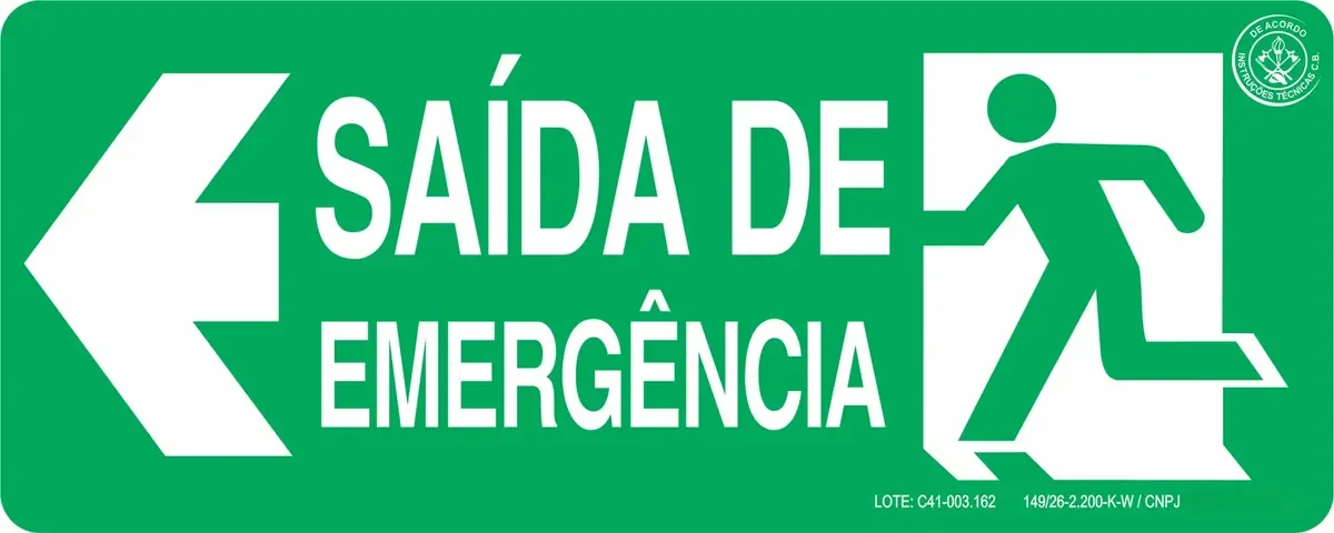 Kit 6 Placas Rota de Fuga Esquerda Fotoluminescentes