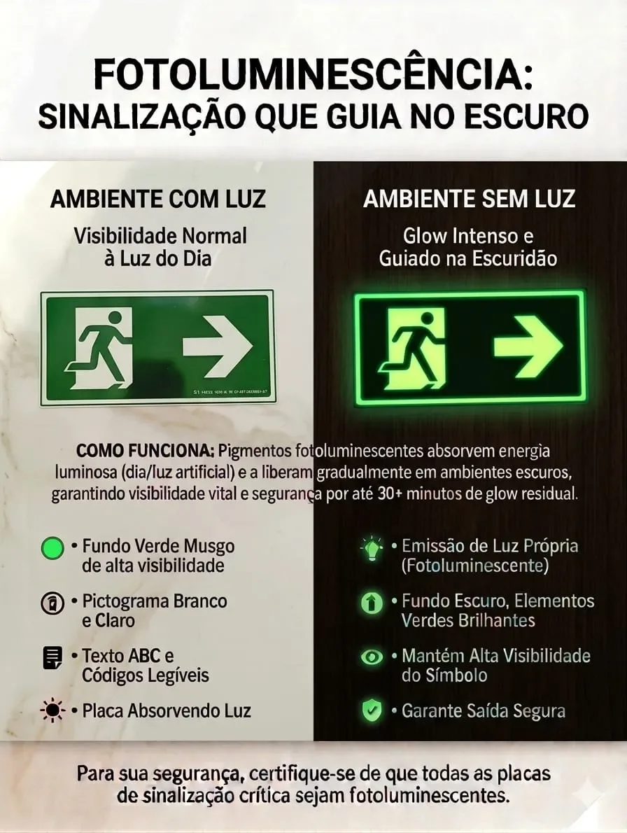 kit placas rota de fuga direita Kit 10 Placas Rota de Fuga Direita Fotoluminescentes em imagem principal Visual Sete - imagem 2