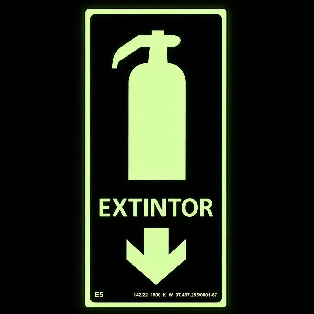 placa de sinalização de extintor Kit 10 Placas E5 Extintor Fotoluminescente 10x20 cm em imagem principal Visual Sete - imagem 3