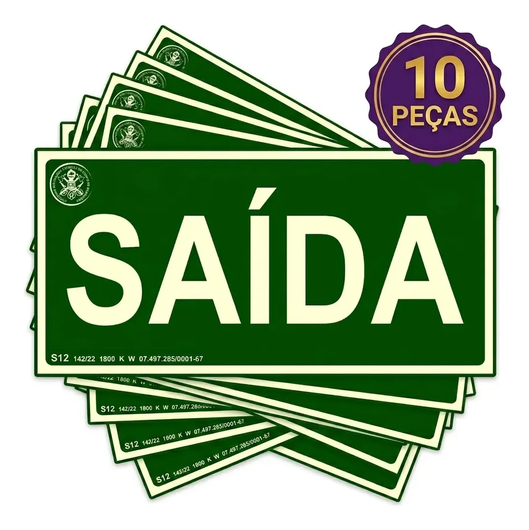 Kit 10 Placas Saída S12 Fotoluminescentes 12x24