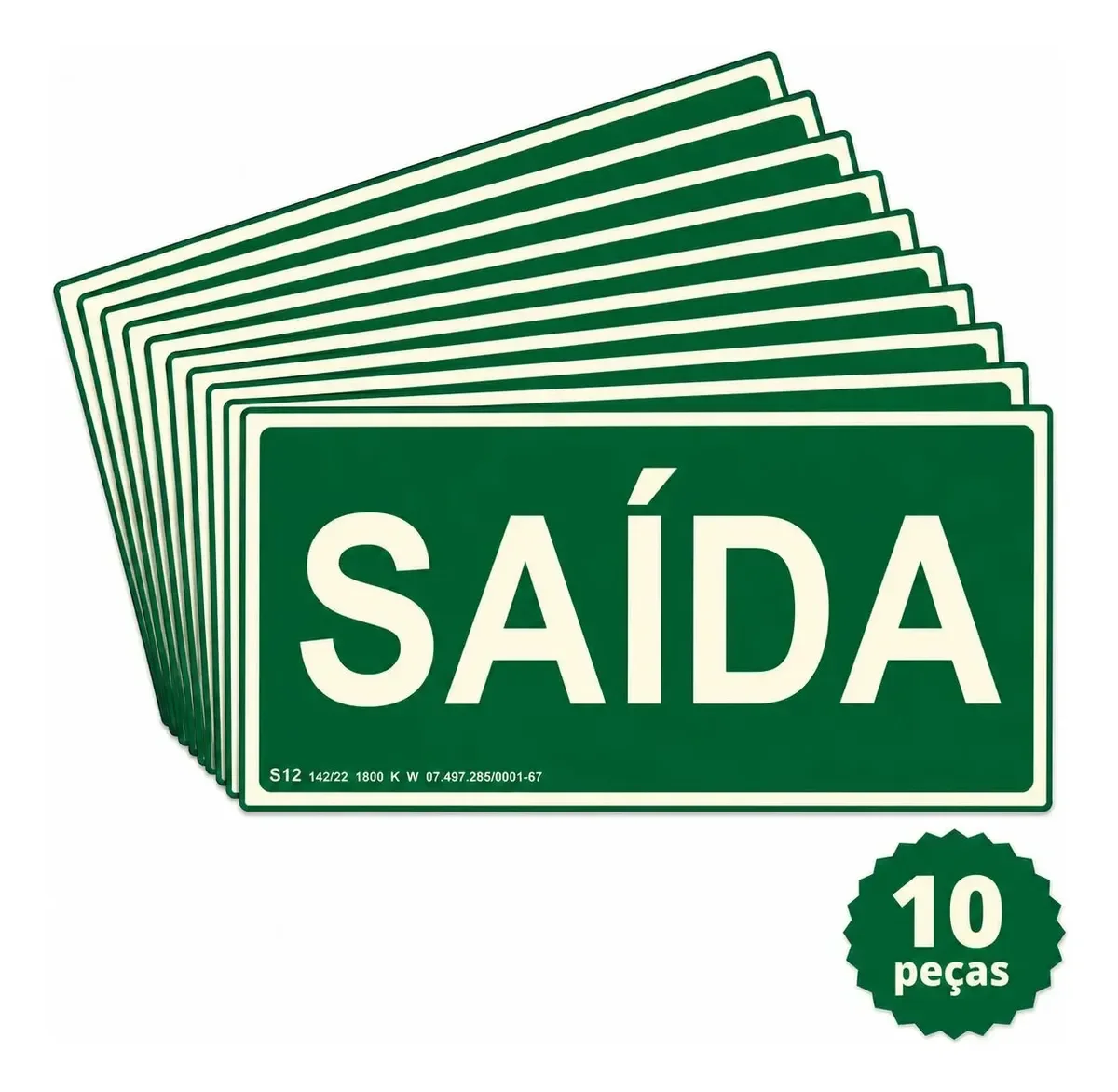 Kit 10 Placas S12 Saída Fotoluminescente 10x20 cm