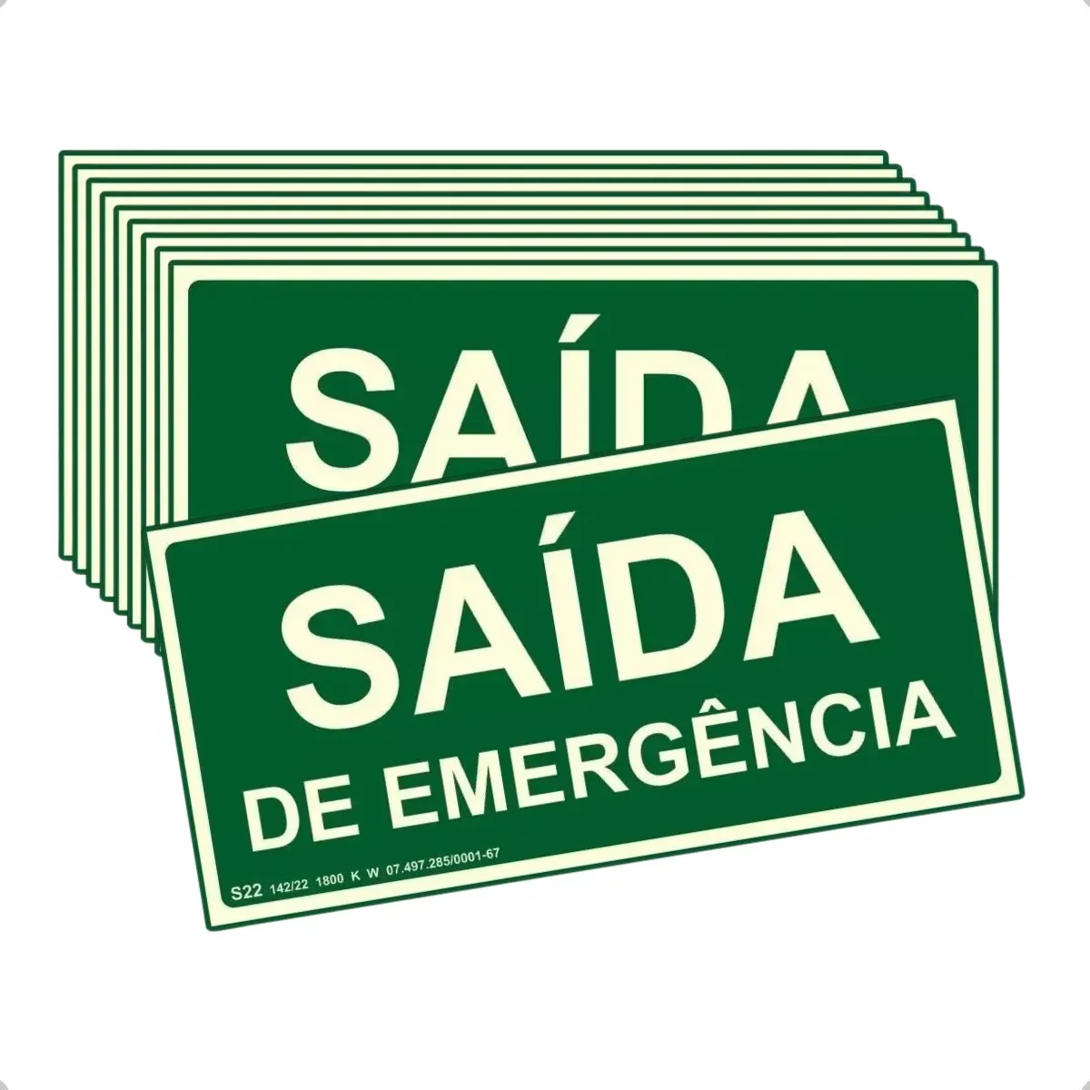 Kit 10 Placas de Saída de Emergência Fotoluminescente