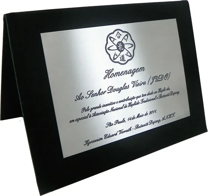 kit de placas de homenagem em aço inox 15x10 cm com capa - imagem 2