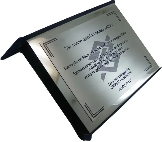 kit de placas de homenagem em aço inox 15x10 cm com capa - imagem 4