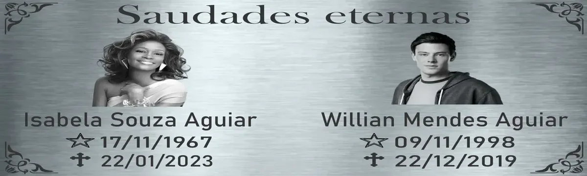 placa para túmulo em aço inox 50x15 cm com duas fotos personalizadas - imagem 3