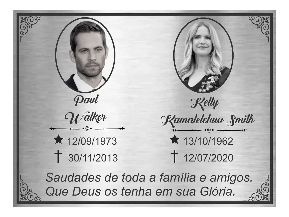 Placa de Aço Inox para Túmulo e Jazigo com 2 Fotos