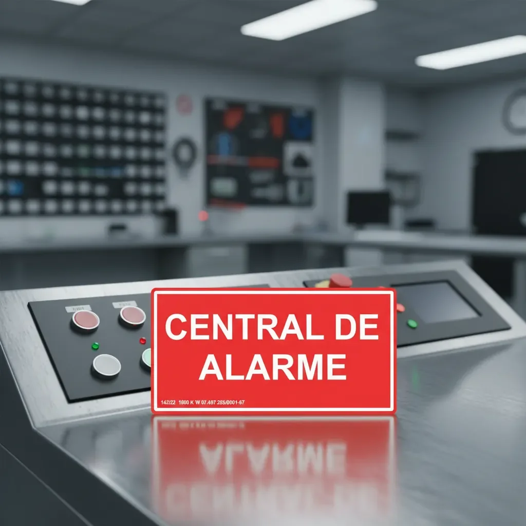 placa central de alarme fotoluminescente Placa Central de Alarme Fotoluminescente 12x24 ABNT em imagem principal Visual Sete - imagem 2
