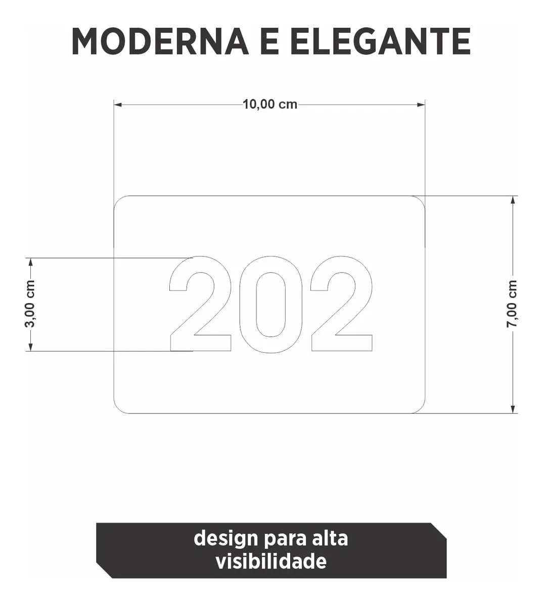 Placa de apartamento em aço inox com três números - imagem 2