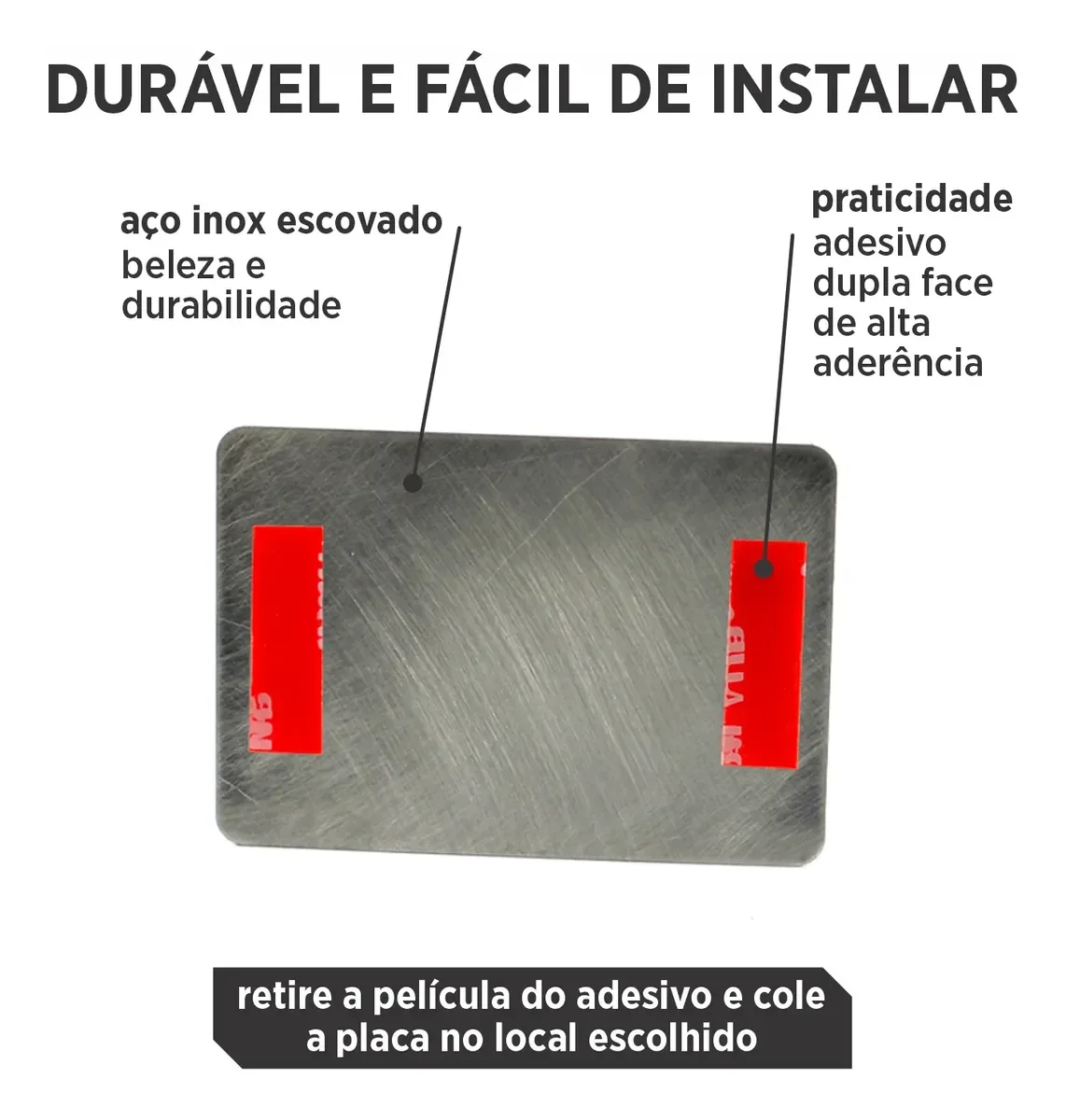 Placa de apartamento em aço inox com três números - imagem 3