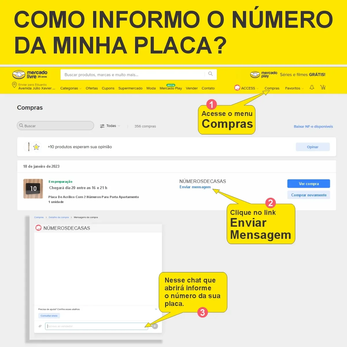 Placa de Apartamento em Inox 15x5 cm com Números - Placas para Porta Visual Sete - imagem 6