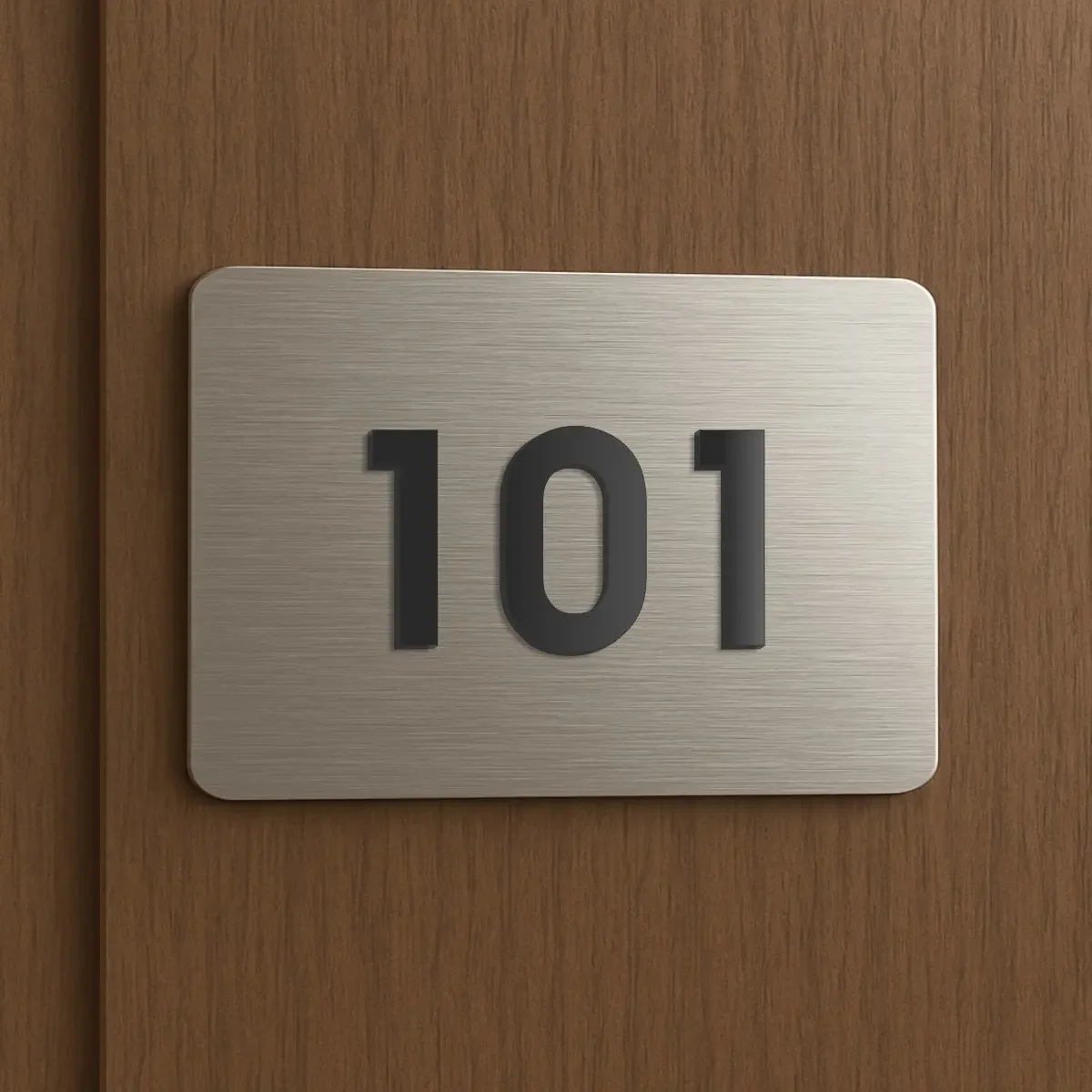 Placa de Apartamento em Aço Inox Escovado com 3 Números