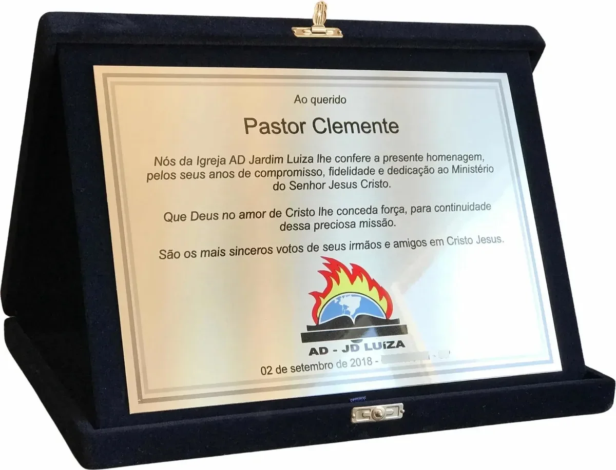 Placa de Homenagem em Aço Escovado com Estojo