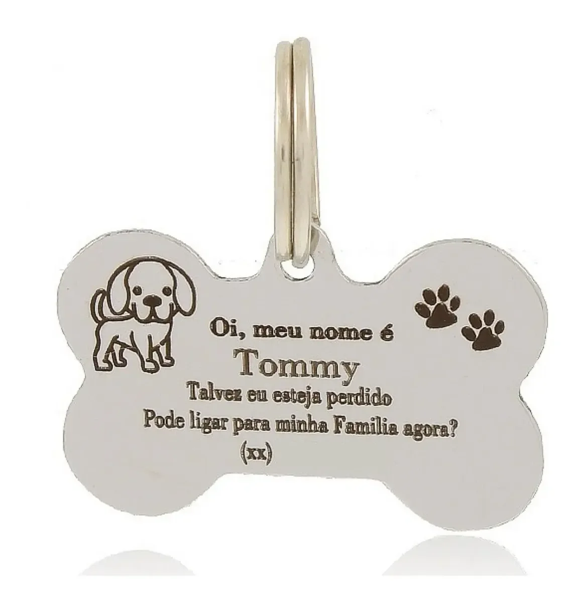 placa de identificação pet em aço inox formato ossinho gravada a laser - imagem 3