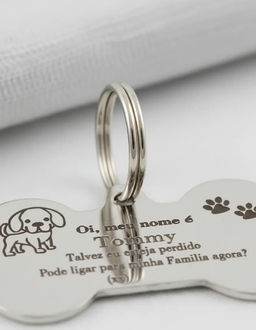placa de identificação pet em aço inox formato ossinho gravada a laser - imagem 4