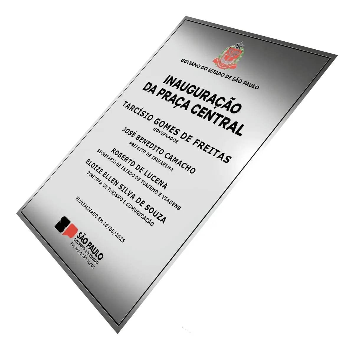 Placa de Inauguração em Aço Inox Gravada 50x70 cm