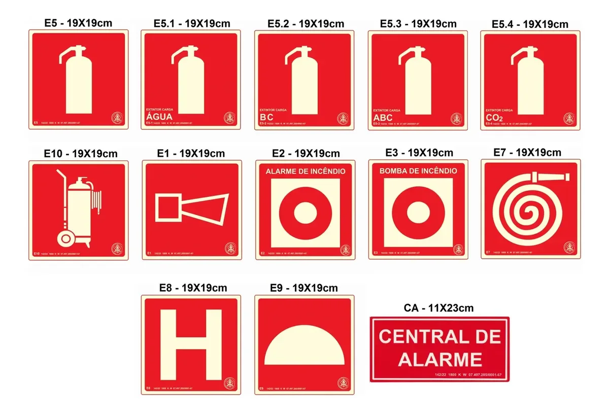 placa extintor E5 fotoluminescente Placa Extintor E5 Fotoluminescente 19x19 cm em imagem principal Visual Sete - imagem 5