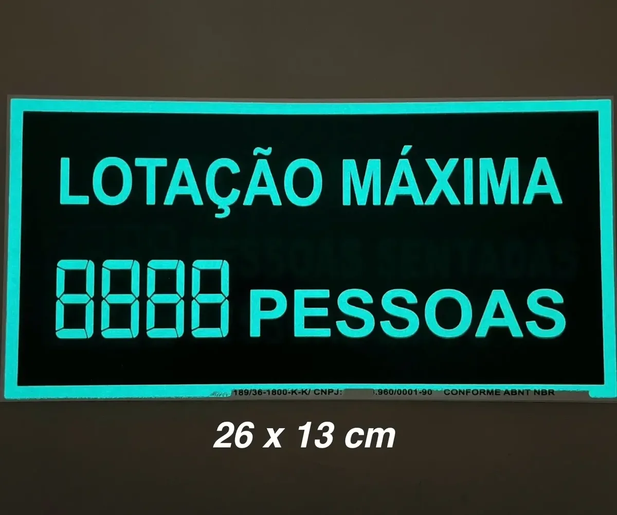 placa de sinalização lotação máxima fotoluminescente da Visual Sete - imagem 2
