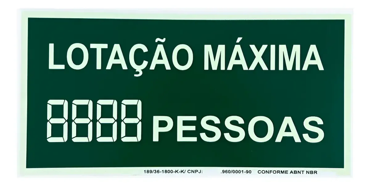Placa Fotoluminescente Lotação Máxima M2