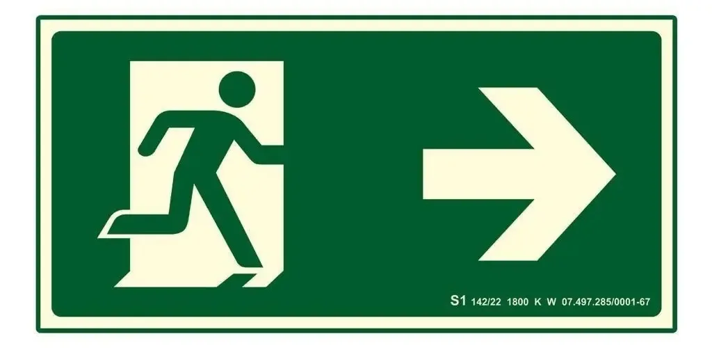 Placa Rota de Fuga Direita Fotoluminescente S1