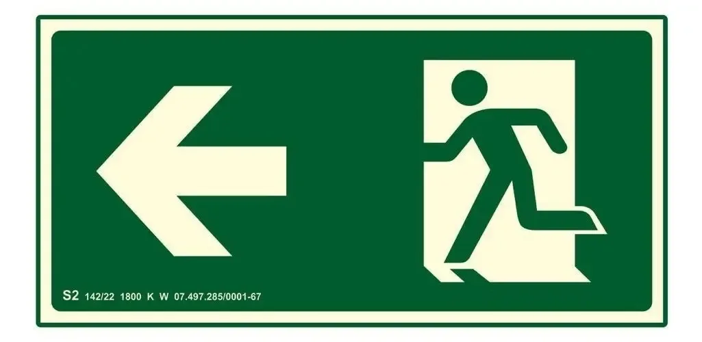 Placa Rota de Fuga Esquerda Fotoluminescente S2