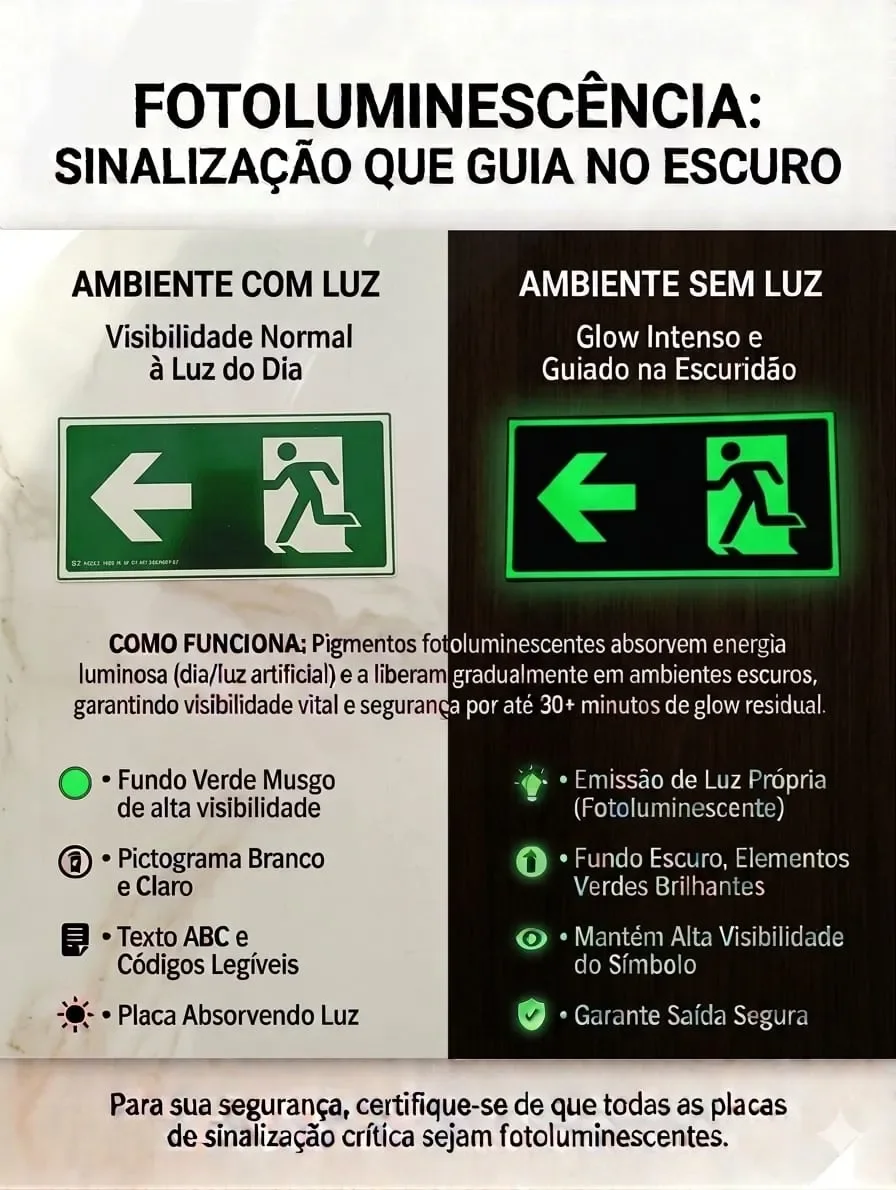 placa rota de fuga à esquerda Placa Rota de Fuga à Esquerda Fotoluminescente S2 em imagem principal Visual Sete - imagem 2