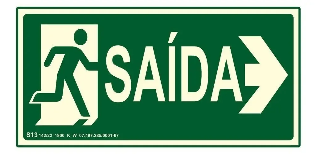 Placa de Sinalização Saída Direita Fotoluminescente