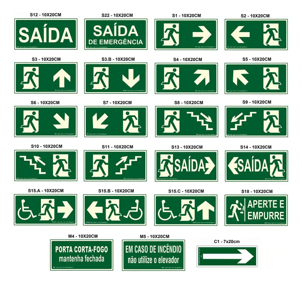placa saída esquerda fotoluminescente Placa Saída Esquerda Fotoluminescente S14 20x10 cm em imagem principal Visual Sete - imagem 4