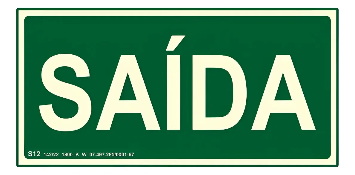 Placa de Saída Fotoluminescente S12 20x10 cm
