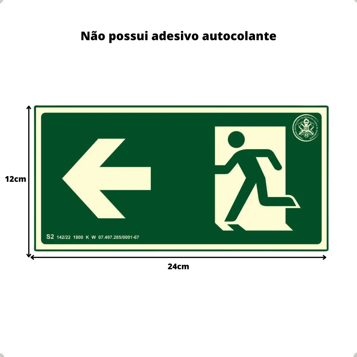 placa seta saída à esquerda S2 fotoluminescente da Visual Sete - imagem 2