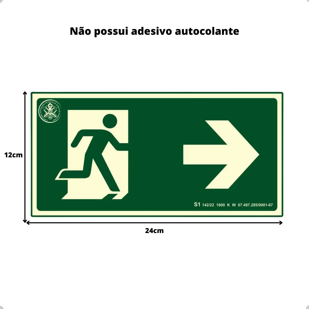 placa seta saída à direita S1 fotoluminescente da Visual Sete - imagem 2