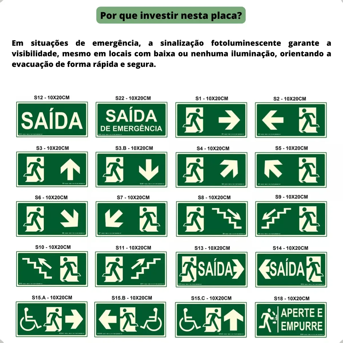placa seta saída à direita S1 fotoluminescente da Visual Sete - imagem 4