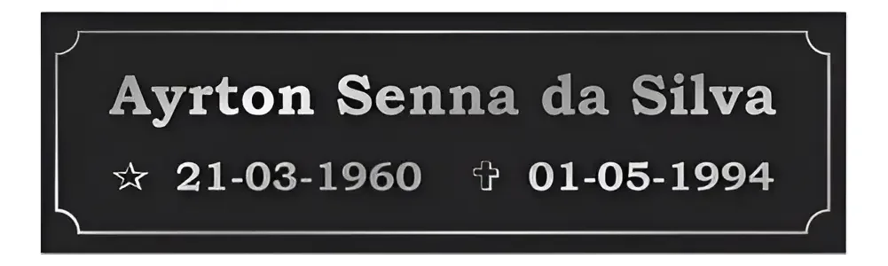 placa para túmulo em aço inox 20x6 cm com fundo preto personalizada - imagem 2