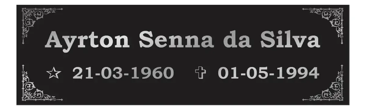 placa para túmulo em aço inox 20x6 cm com fundo preto personalizada - imagem 3