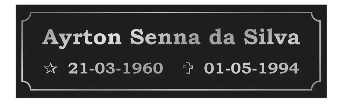 Placa para Túmulo em Aço Inox 20x6 cm Fundo Preto
