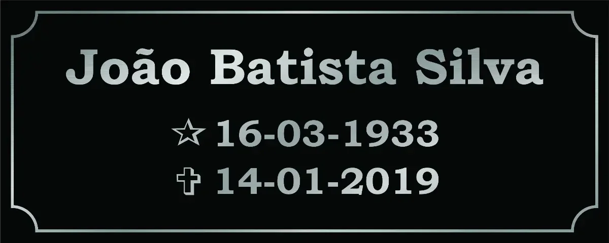 placa para túmulo em aço inox 25x10 cm fundo preto personalizada - imagem 2