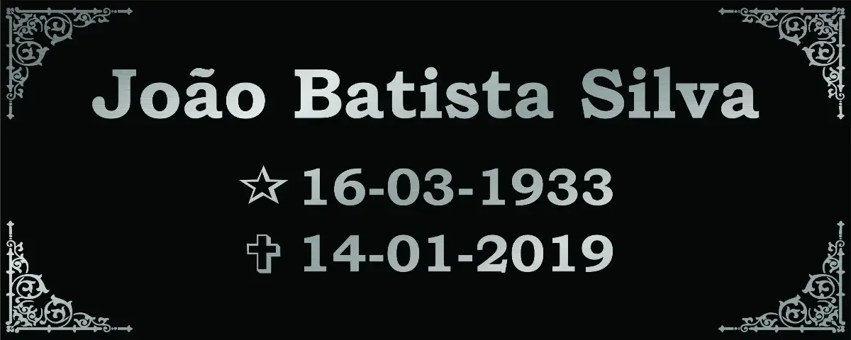 placa para túmulo em aço inox 25x10 cm fundo preto personalizada - imagem 3