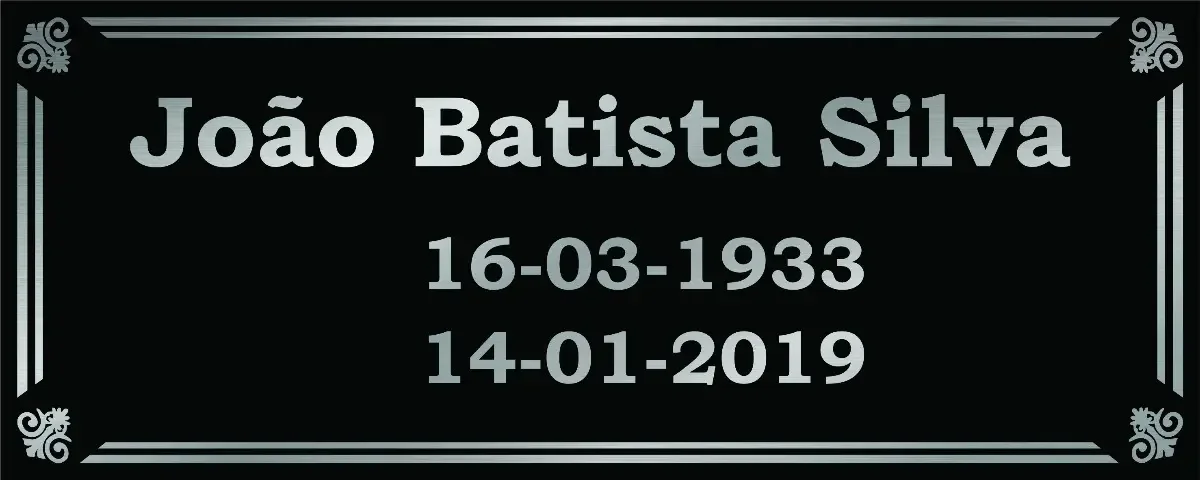 placa para túmulo em aço inox 25x10 cm fundo preto personalizada - imagem 4