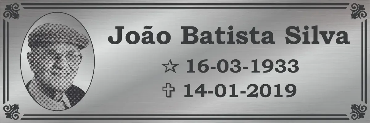 placa para túmulo em aço inox personalizada Placa de Túmulo em Aço Inox 30x10 cm com Foto - imagem 4
