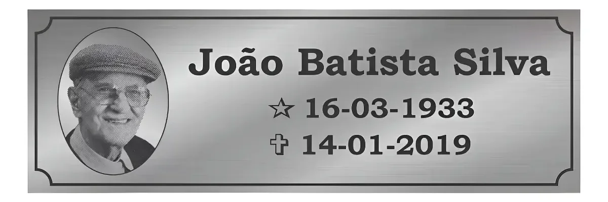 Placa de Túmulo em Aço Inox 30x10 cm com Foto