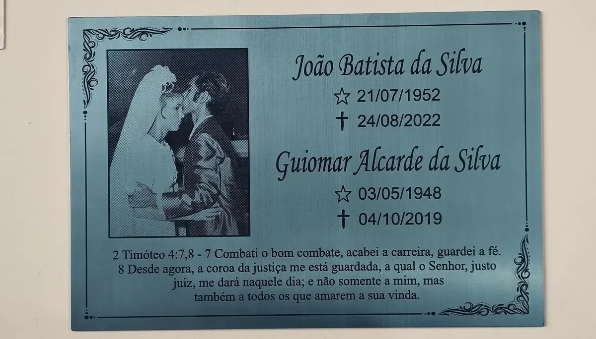 placa para túmulo em aço inox escovado 30x20 personalizada - imagem 2
