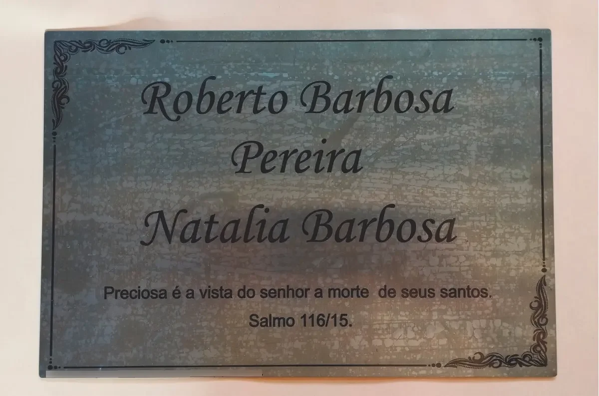 placa para túmulo em aço inox escovado 30x20 personalizada - imagem 4