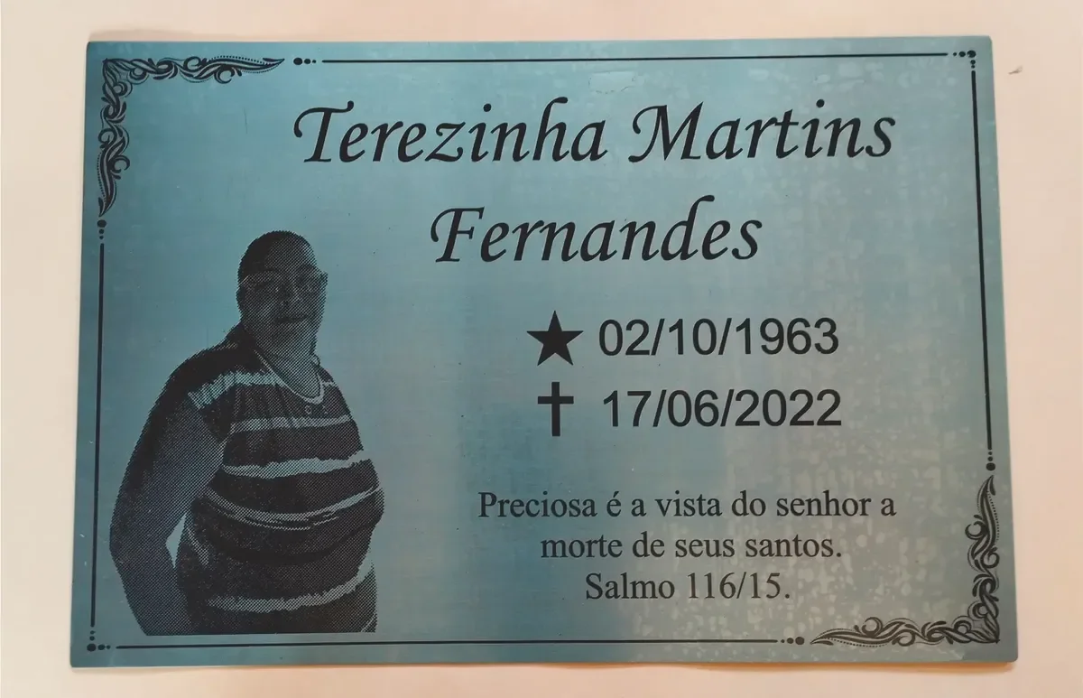 placa para túmulo em aço inox escovado 30x20 personalizada - imagem 5