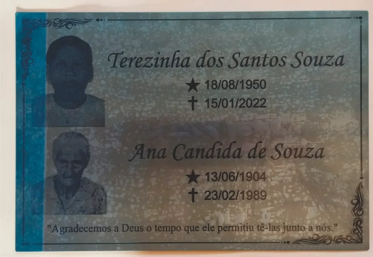 placa para túmulo em aço inox 40x40 cm personalizada - imagem 3