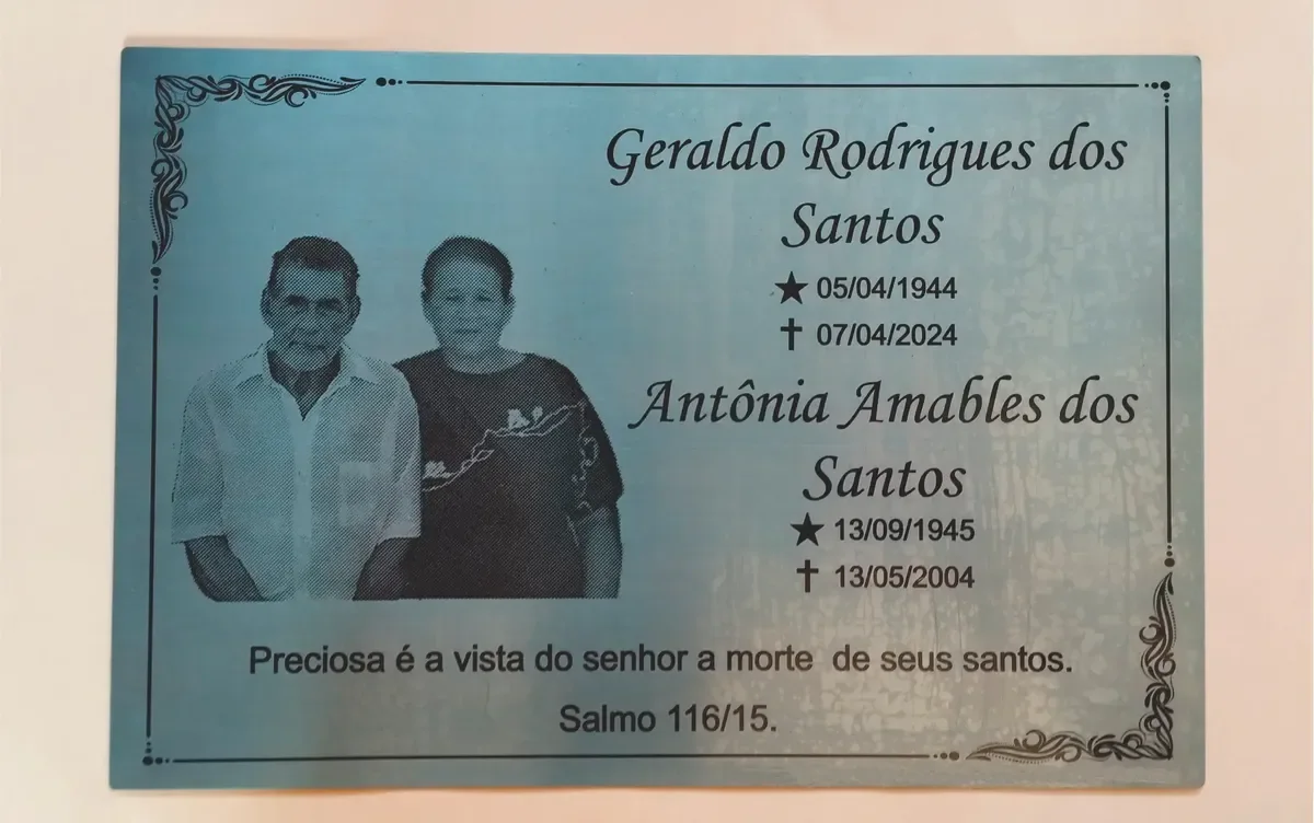 placa para túmulo em aço inox 40x40 cm personalizada - imagem 6
