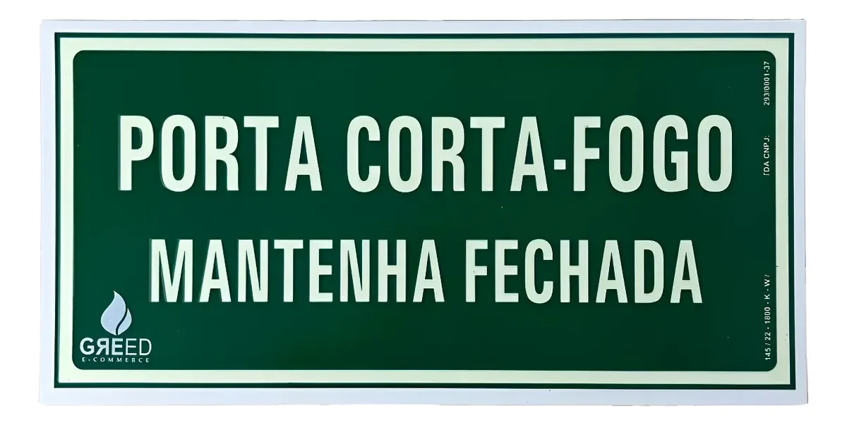 Placa Fotoluminescente Porta Corta Fogo M4 15x30
