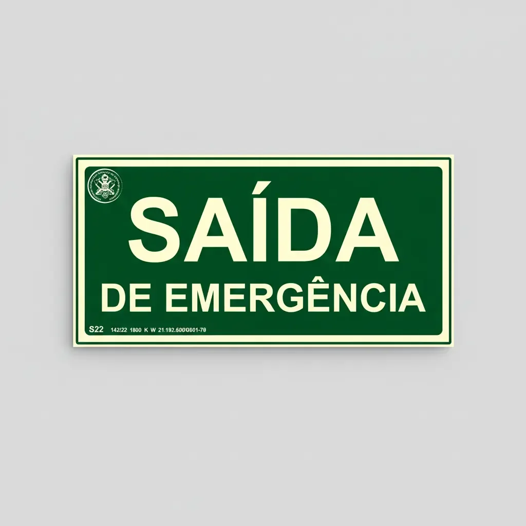 placa fotoluminescente saída de emergência Placa Fotoluminescente Bombeiro Saída Emergência 15x30 em imagem principal Visual Sete - imagem 2
