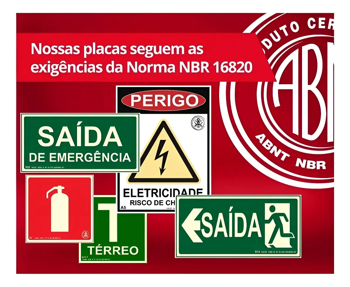 placa fotoluminescente saída de emergência Placa Fotoluminescente Bombeiro Saída Emergência 15x30 em imagem principal Visual Sete - imagem 4